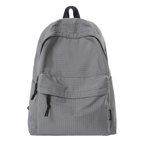 Damen Casual Nylon Gittermuster Rucksack Koreanischer Stil Student Schultasche Große Kapazität Reise Daypack Outdoor