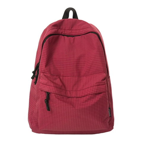 Damen Casual Nylon Gittermuster Rucksack Koreanischer Stil Student Schultasche Große Kapazität Reise Daypack Outdoor