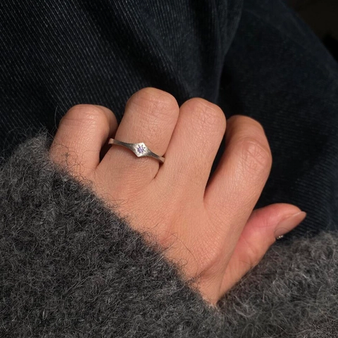 Achtzackiger Stern Offener Ring Für Frauen Gebürstetes Kupfer Lila Zirkon Matt Eleganter Verstellbarer Finger Schmuck