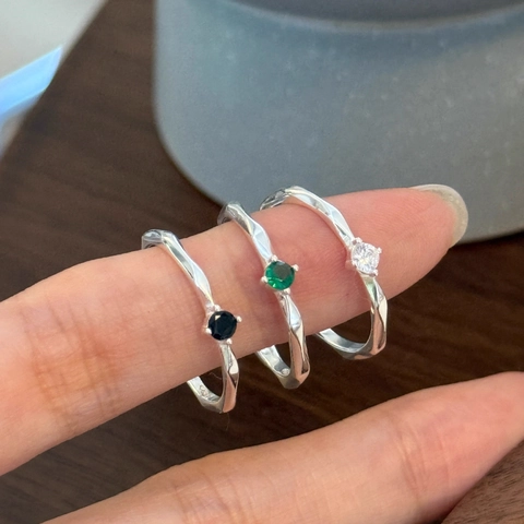 Zirkon Ring Kupfer Offen Verstellbar Gedrehtes Band Elegant Minimalistisch Stil Damen Schmuck