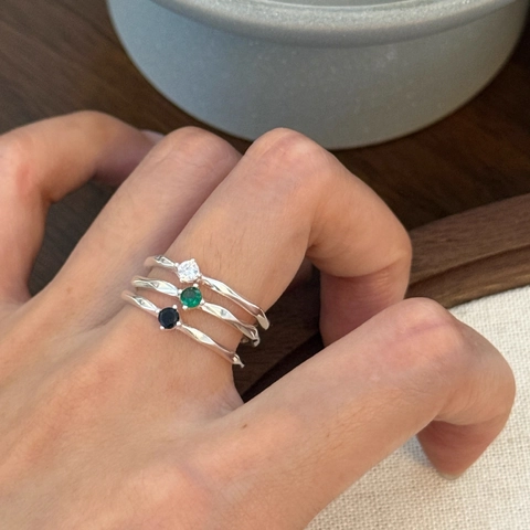 Zirkon Ring Kupfer Offen Verstellbar Gedrehtes Band Elegant Minimalistisch Stil Damen Schmuck