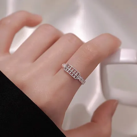 Abacus Ring Brass Hollow Coin Adjustable Opening Retro Chinese Style Jewelry For Women