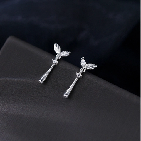 Blad Zirkoon Oorknopjes Koper Waterdruppel Kwastje Lange Hanger Elegante Luxe Sieraden Voor Dames