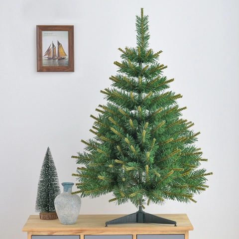 Albero Di Natale Artificiale Realistico PVC PE Misto Verde Aghi Di Pino Bacche Rosse Pigne Base In Metallo Decorazione Per Interni