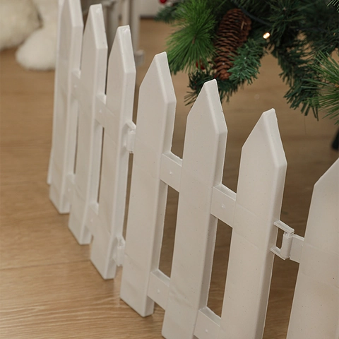 White Plastic Christmas Tree Fence Picket Slat Surround Decoration For Holiday Home Party Detachable Miniature Garden Fence