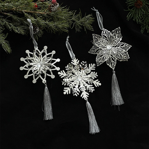 Weihnachten Metall Schneeflocke Ornament Quaste Hängende Dekoration Strass Eisen Kunst Anhänger Urlaub Party Baum Dekor