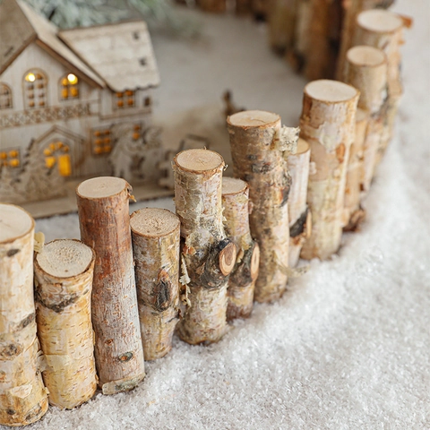 Weihnachten Holzzaun Dekoration Natürliche Birke Zweig Faltbare Mini Lattenzaun Für Urlaub Baum Umgebung Garten Mikro Landschaft Dekor