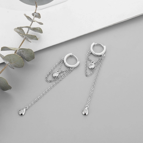 Lange Quastenohrringe Platinbeschichtetes Kupfer Zirkon Wassertropfen Stern Damen Mit 925 Sterling Silber Ohrstecker