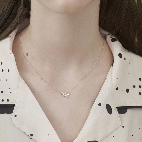 Überlappende Vierzackige Stern Anhänger Halskette Kupfer Mit Zirkonia Nordstern Kreuz Zierlicher Eleganter Schmuck Für Damen