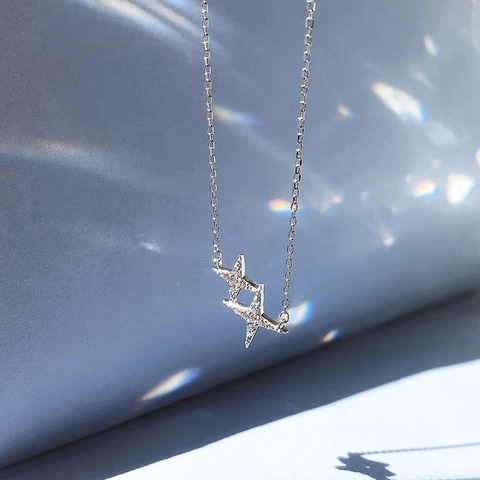 Überlappende Vierzackige Stern Anhänger Halskette Kupfer Mit Zirkonia Nordstern Kreuz Zierlicher Eleganter Schmuck Für Damen