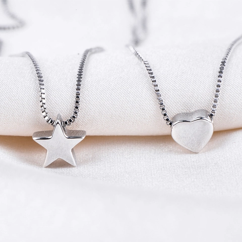 Halskette Aus Platiniertem Kupfer Minimalistische Herz Stern Geometrie Schlüsselbeinkette Süßes Geschenk Für Damen