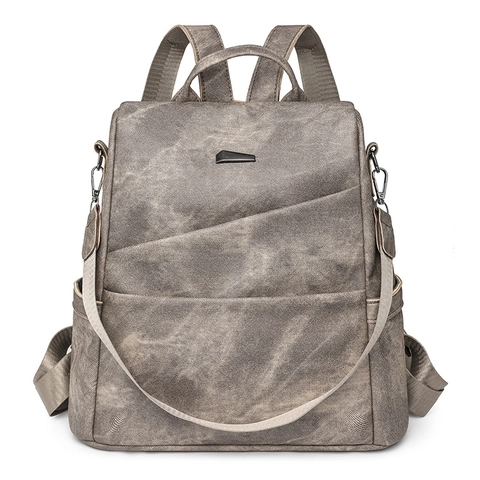 Women Vintage PU Leather Backpack Fashion Wash Texture Large Capacity Travel Bag Schoolbag For Daily Commute