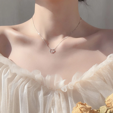 Collana Pendente Asteroide Pianeta Stella Rame Zircone Tema Galassia Universo Gioielli Delicati Per Donna