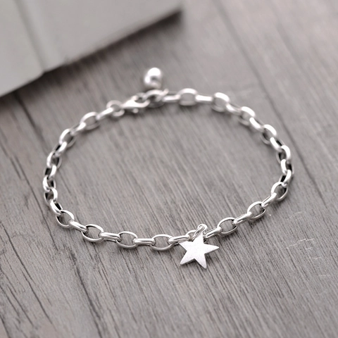 S925 Sterling Silver Star Bracelet Minimalist Hollow Link Chain Jewelry For Women Korean Fashion Accessory Elegant Style