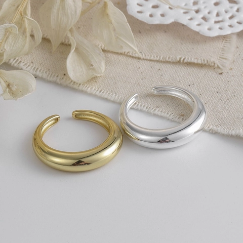 Minimalist Open Ring High Polished Copper Adjustable C-Shaped Trendy Smooth Finger Jewelry For Women