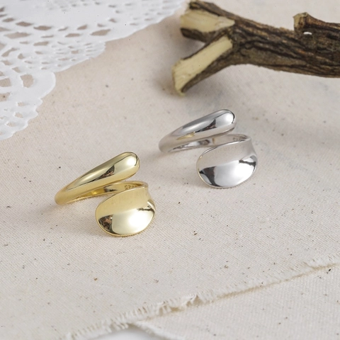 Anillo Abierto Ajustable Minimalista Forma Orgánica Metal Líquido Irregular Cobre Pulido Para Mujer Joyería Elegante