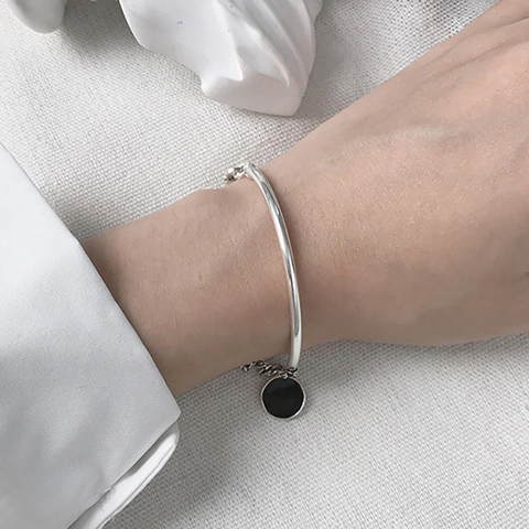 Vintage Herz Anhänger Armband Damen Versilbertes Kupfer Forever Friend Graviert Schwarz Emaille Minimalistischer Schmuck