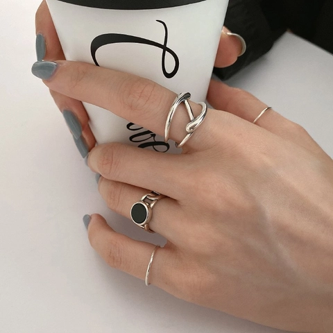 Minimalist Irregular Twisted Copper Ring For Women Plated Silver Aesthetic Niche Design Jewelry