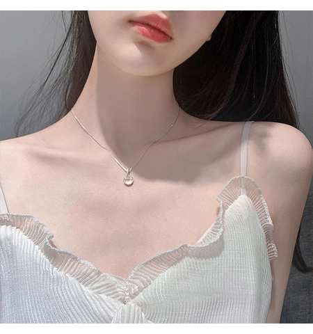 Collana Minimalista Con Pendente Tondo In Calcedonio Bianco Rame Placcato Argento Stile Coreano Gioielli Eleganti