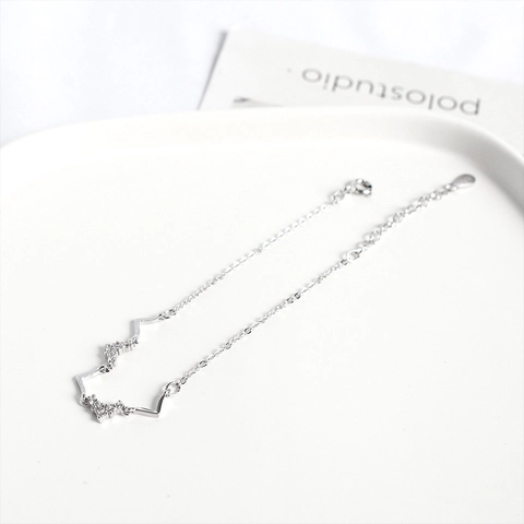 Bracciale Minimalista Onda Del Battito Cardiaco Rame Placcato Argento Con Zirconia Gioielli Eleganti Scintillanti Per Donne