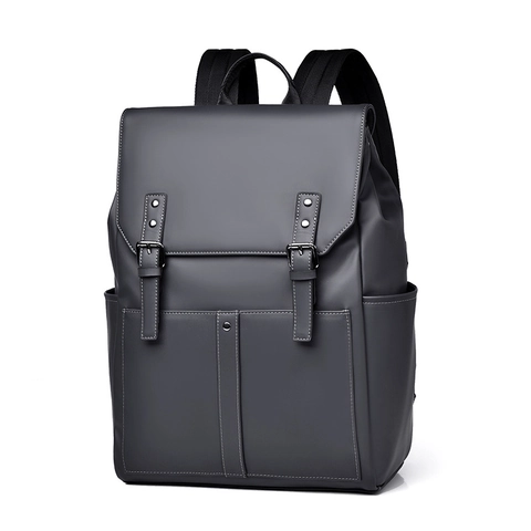 Business Laptop Backpack Waterproof Large Capacity Flap Buckle Straps Synthetic Leather Minimalist College Commuter