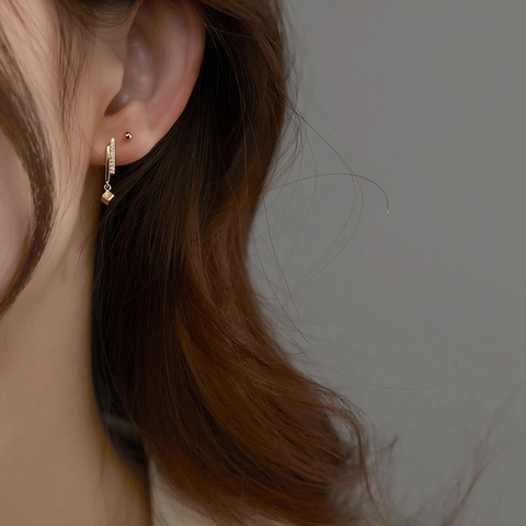 Geometrische Kubus Oorbellen Minimalistische Koperen Zirkoon Sieraden Met 925 Sterling Zilveren Oorknopjes Voor Dames