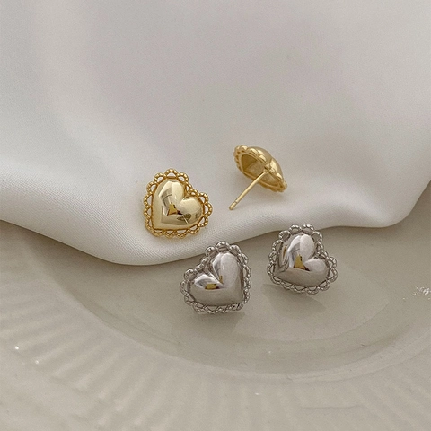 Orecchini A Lobo A Cuore In Pizzo Con Perno In Argento Sterling 925 Rame Lucido Elegante Stile Coreano Gioielli Donna
