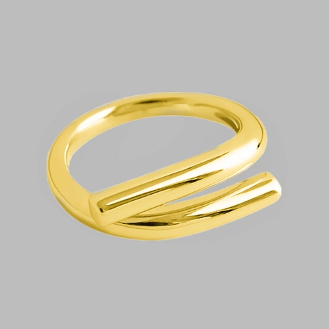 Geometric Copper Finger Ring Minimalist Irregular Adjustable Double Layer Open Wrap Jewelry For Women High Polish Modern Style