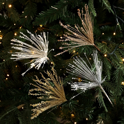 Christmas Tree Decoration Picks Firework Starburst Branches Glitter Plastic Sparkling For Holiday Home Party DIY