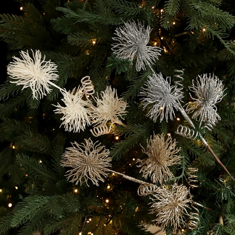Sparkling Christmas Tree Decoration Picks Glitter Spiral Branches For Holiday Home Party Floral Fireworks Shape Plastic
