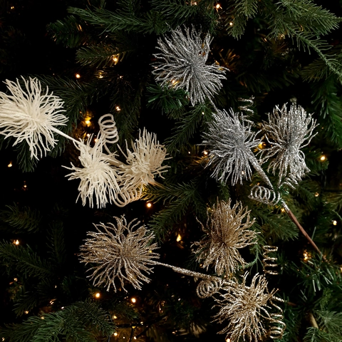 Sparkling Christmas Tree Decoration Picks Glitter Spiral Branches For Holiday Home Party Floral Fireworks Shape Plastic