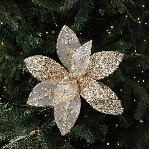 Fiori Di Natale Artificiali Glitter Maglia Cavi Poinsettia Ornamenti Per Albero Matrimonio Festa Decorazione Festiva