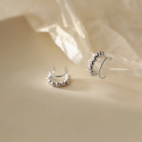 Ear Cuff A Doppio Strato In Rame Con Perle E Anello Liscio Orecchino Senza Buco Gioielli Minimalisti Per Donne
