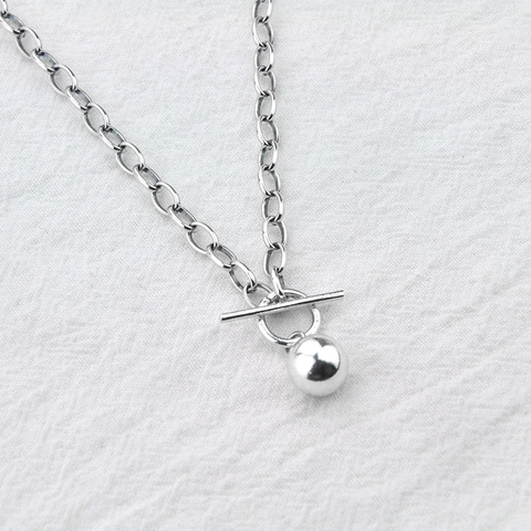 Minimalistische Kugel Anhänger Halskette Kupfer Knebelverschluss Geometrische Sphäre O-Kette Hip Hop Stil Unisex Schmuck