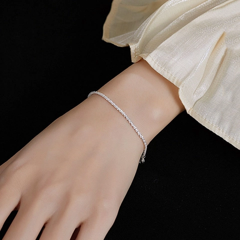 Bracciale Gypsophila Minimalista Da Donna Rame Placcato Argento Cielo Stellato Gioielli Scintillanti Catena Sottile Regolabile Regalo