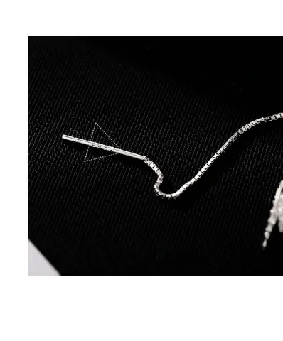 Copper Rhinestone Lightning Tassel Earrings With 925 Sterling Silver Earring Post Dainty Long Chain Ear Clip For Women