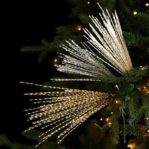 Paillettes Natalizie Pick Natalizi Spirale Rami Per Decorazione Albero Di Natale Oro Argento Bianco Forniture Per Composizioni Floreali