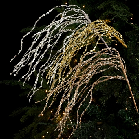 Rami Natalizi con Paillettes Scintillanti Steli con Frange di Paillettes per Albero di Natale Casa Matrimonio Festa Decorazione Floreale Festiva Champagne Oro Argento Rosso Bianco