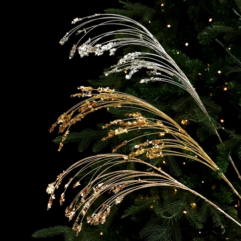 Glitzer Weihnachtsbaum Zweige Künstliche Weizenähre Stiele Für DIY Blumenarrangement Feiertag Heimdekoration Geschenk