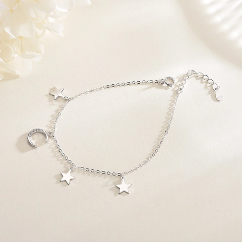 Bracciale Pendente Stella Luna Rame Zircone Intarsiato Gioielli Romantici Per Donne Regalo