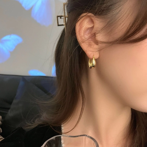 Orecchini A Cerchio Geometrici A Goccia D'acqua Con Perno In Argento Sterling 925 Gioielli In Rame Irregolari Per Donna