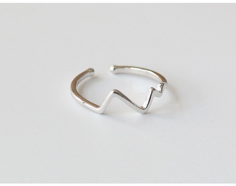 Anillo Abierto Línea De Latido Del Corazón Cobre Plateado Minimalista Ajustable Joyería De Dedo Mujer