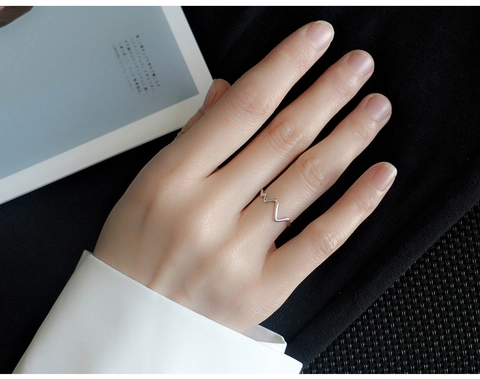 Anillo Abierto Línea De Latido Del Corazón Cobre Plateado Minimalista Ajustable Joyería De Dedo Mujer