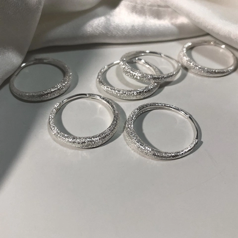 Pendientes De Aro De Círculo Grande Relucientes Cobre Color Plata Acabado Mate Con Purpurina Joyas Elegantes Minimalistas Para Mujeres