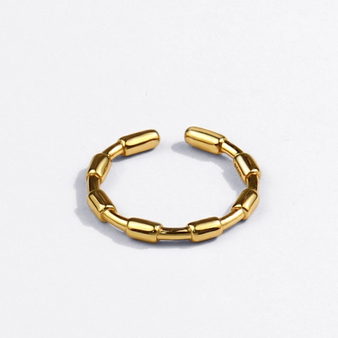 Anello Regolabile Aperto Nodo Di Bambù Rame Metallo Lucidato Geometrico Minimalista Stile Chic Gioielli Eleganti Donna