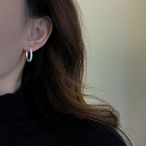 Pendientes De Aro De Círculo Grande Relucientes Cobre Color Plata Acabado Mate Con Purpurina Joyas Elegantes Minimalistas Para Mujeres