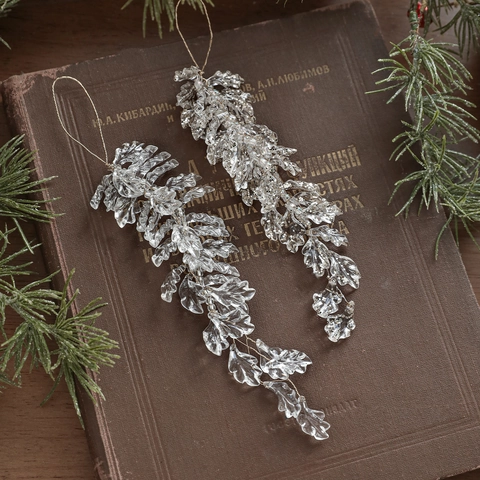 Ornamenti Appesi Per Albero Di Natale Ciondoli A Foglia E Fiore In Acrilico Trasparente Decorazioni Per Finestre Festive