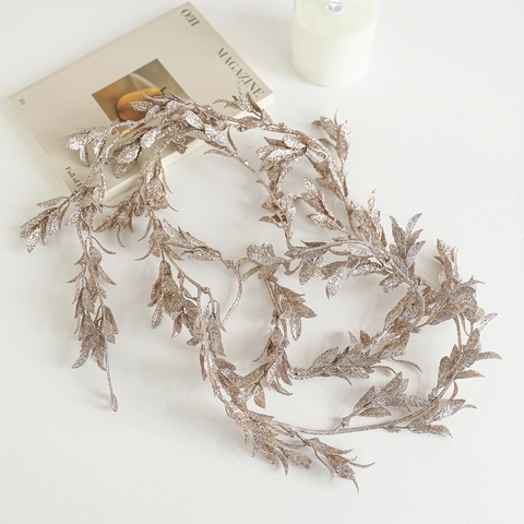 Artificial Christmas Garland Plastic Glitter Simulation Vine Branch For Festive Home Party Wedding Tree Decoration