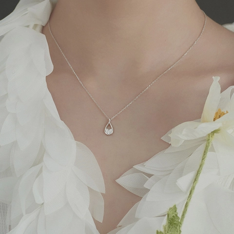 Collana Goccia Dacqua Zircone Elegante Catena Clavicola In Rame Ciondolo Cavo Accessorio Minimalista Per Donne