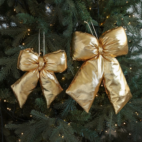 Fiocchi Di Natale Oro Metallizzato Ornamenti Decorazione Appesa Lucida Per Albero Di Natale Festa Casa